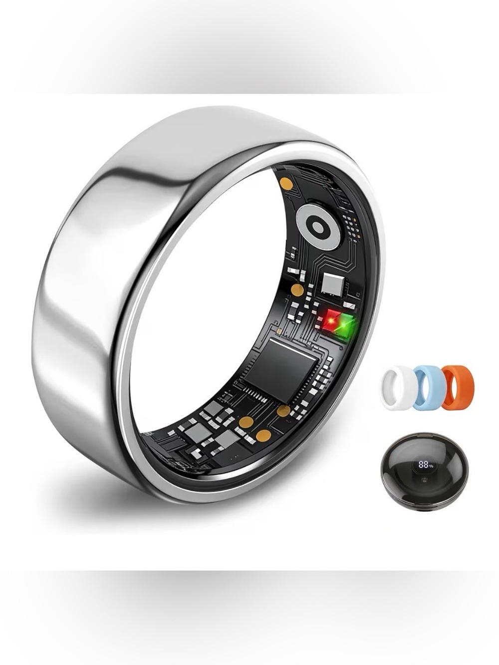 Smart Fitness Ring - Silver Health & Activity Tracker New